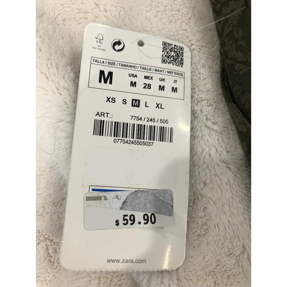 NWT Zara Green Paisley Trousers - M - Picture 5 of 7